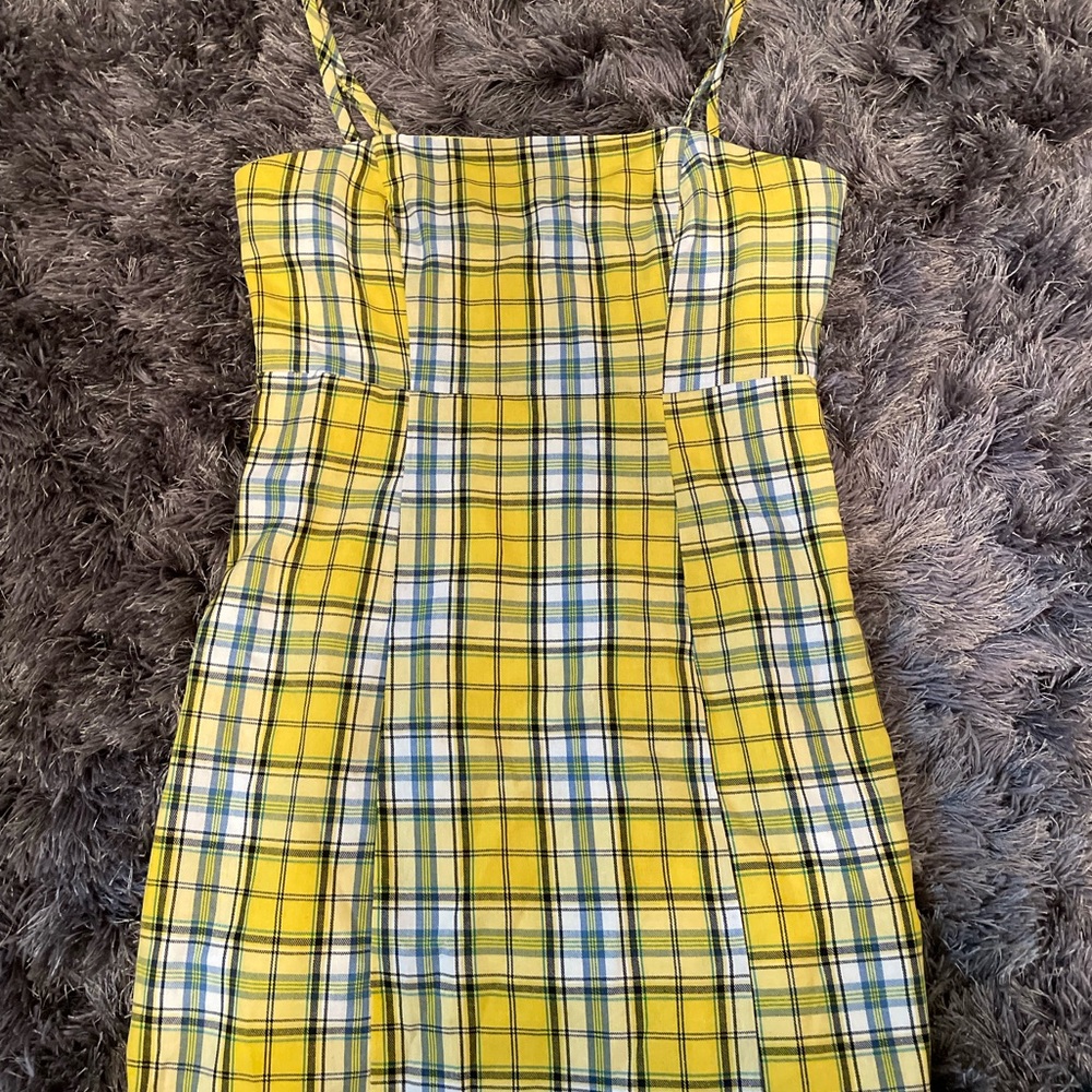 Yellow plaid dress